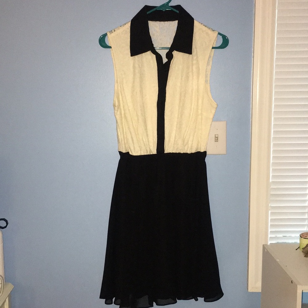 Off white lace and black dress